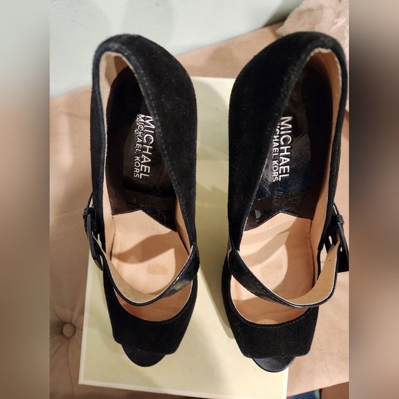Black Michael Kors Open Toe Heels - Picture 5 of 9